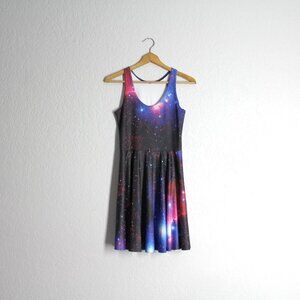 BlackMilk Galaxy Space Skater Dress Fit Flare Purple Pink  sz M / S
